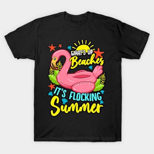 Funny Summer Beaches Inflatable Swan Flocking Beach Lover T-Shirt